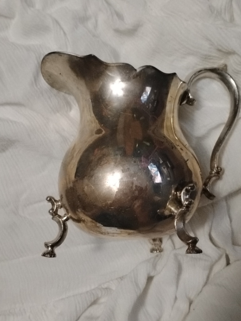 Source Unknown Silver Decorative Pitcher with Ornate Handle